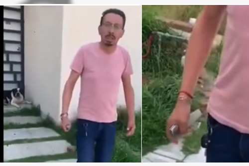 Video: Cuchillo en mano, sujeto pretende agredir a callejerito en Zinacantepec